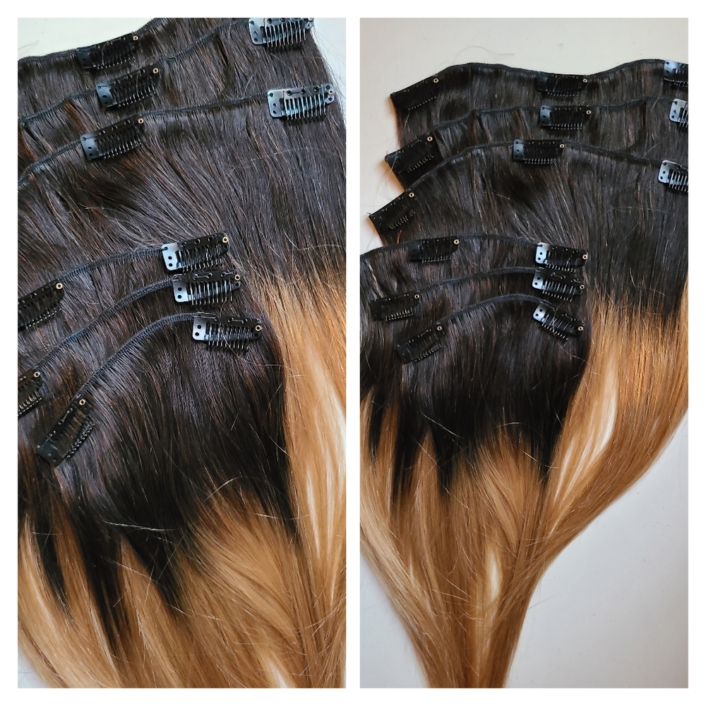 🆕️ 8 pc 10 & 12 inch Ombre Honey Blonde Clip in Hair Set 🌱 Ready To Ship